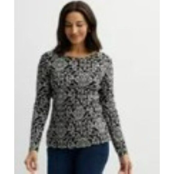 Croft & Barrow Women's Essential Long-Sleeve Crewneck Tee Size L, Black NWT - Picture 2 of 5